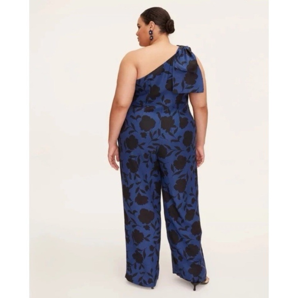 Kate Spade Floral One-Shoulder Jumpsuit in Blue and Blackπβ¨π€55%Linen / 45% Rayon - Picture 11 of 12